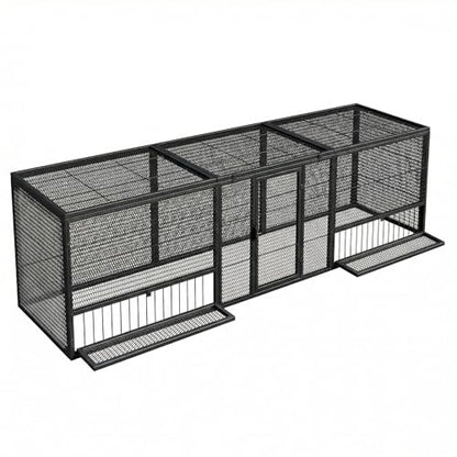 83" Metal Chicken Coop with Run Portable Chicken Tunnel Run and Coop Extension Heavy Duty Outdoor Poultry Cage for 15-20 Chickens Easy-Assembly Movable Chicken Duck Pen Black and Silver