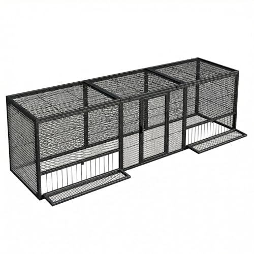 83" Metal Chicken Coop with Run Portable Chicken Tunnel Run and Coop Extension Heavy Duty Outdoor Poultry Cage for 15-20 Chickens Easy-Assembly Movable Chicken Duck Pen Black and Silver