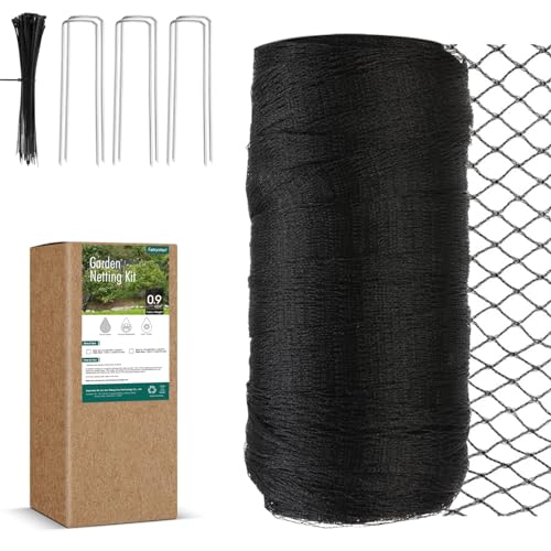 Bird Netting for Garden, Fetanten 28 x 30 FT Netting for Garden Protection Vegetables Fruit Trees Blueberry from Birds Deer Poultry, Heavy Duty Woven Mesh Net Animal Fencing with Ties and Staples - size: 28 x 30FT