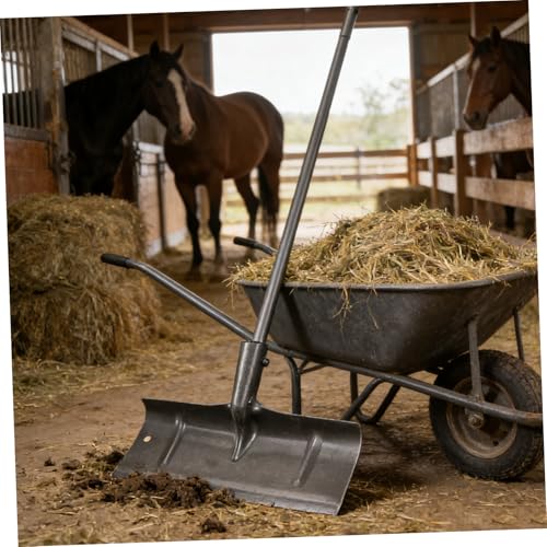 SHERCHPRY Manual Livestock Manure Shovel with Antislip Handle Made of Sturdy Manganese Steel for Poultry Cage Cleaning and Farm Settings, Versatile Usage Stall Supplies Tool