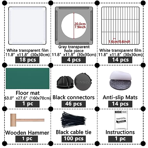 DINMO Small Animal Playpen with Oxford Mat, 24 inches Height, Pet Exercise Fence, Home Protector, Iron Mesh and Plastic Combination, Visualization, DIY, Games Hole Series, 60.2 x 24.8 x 24.8inch - style: Plastic and Metal Mesh Design