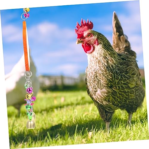 BESPORTBLE 1pc Chicken Mirror Toy Bell Bird Hanging Mirror for Parrots and Chickens Engaging Pecking and Grinding Toy Easy to Install Cages Fun and Attractive Design