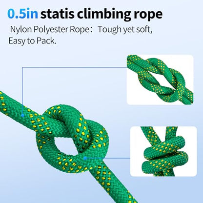 150Ft 1/2 Inch Heavy Duty Climbing Rope - for Tree Swing, Pulling, Outdoor & Gym Use (Green) - size: 150ft-Green