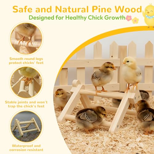 Innoland Chick Perch Foldable, Chick Toys Stable & No Assemble, Baby Chick Toys for Stand Training, 8.27" × 7.68" × 4.92" Roosting Perch for Chicks Brooder | Coop (S) - size: 8.27" × 7.68" × 4.92"