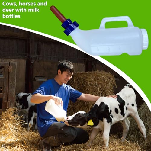 Large Capacity Livestock Milk Container Feeding Bottle with Leakproof Nipple Easy Refilling Mouth for Fawns Nursing - style: 1 liter capacity