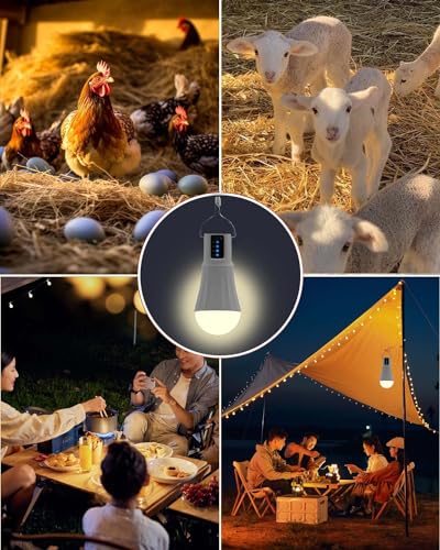 Solar Rechargeable Light Bulbs Indoor，Chicken Coop Light, Camping Accessories, Solar Light Bulbs for Outside Waterproof, Luces Lolares para Interioresent, Night Fishing Emergency Lights