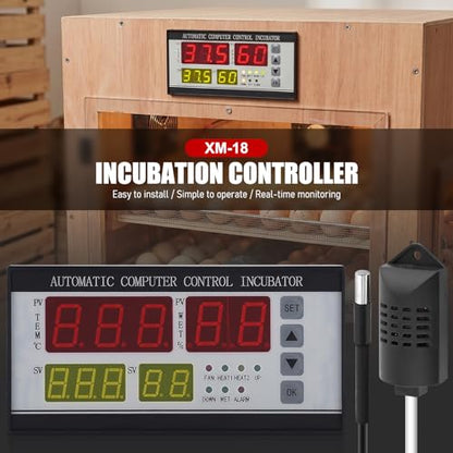 Multifunctional Automatic Incubator Thermostat Temperature Humidity Controller for Eggs Black