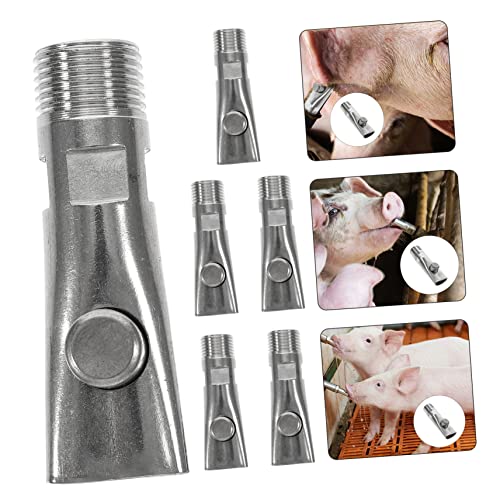 BESPORTBLE 5pcs Stainless Steel Automatic Pig Waterer with Nipple Drinkers for Piglets Livestock Leak Water Feeder Saving Water and Labor for Farm Animals