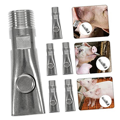 BESPORTBLE 5pcs Stainless Steel Automatic Pig Waterer with Nipple Drinkers for Piglets Livestock Leak Water Feeder Saving Water and Labor for Farm Animals