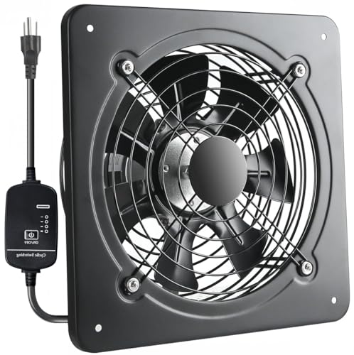 12 Inch Wall Window Exhaust Fan Wall Mounted Ventilation 720 CFM Basement Extractor Fan Industrial Fan for Home Garage Office Commercial Use (12 Inch+Speed Control)