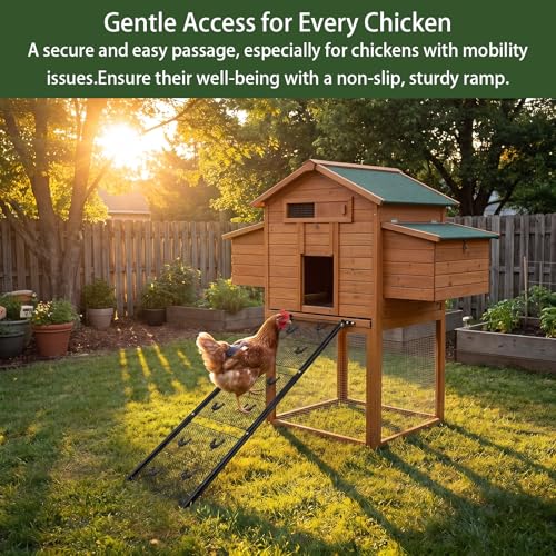 Chicken Coop Ramp Ladder 39" L, Matel Adjustable Length Henhouse Coop Accessories, Heavy Duty Sturdy Steps for Ducks with Foot Problems or Flightless Poultry, Waterproof & Corrosion Resistant