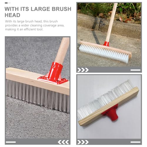 Ipetboom Hard Bristle Floor Brush with Long Handle, 40cm Deck Scrubbing Brush for Outdoor Patio and Bathroom, Sturdy Nylon Stiff Bristle Broom for Heavy Duty Floor and Carpet Cleaning