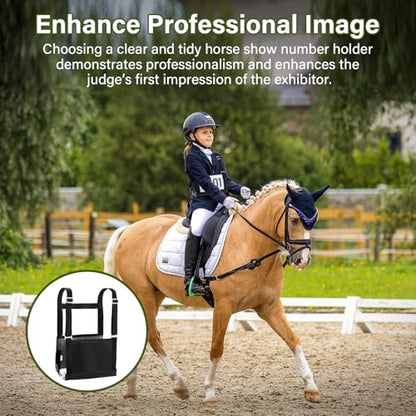 Black Exhibitor Number Harness Adjustable Show Number Holder for 4-H/FFA, Sheepdog Trials, Breed Shows