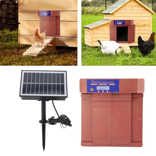 Automatic Chicken Coop Door Opener Anti Pinch IP45 Solar Powered Poultry Coop Door with Timer (Antique Brass) - color: Antique Brass
