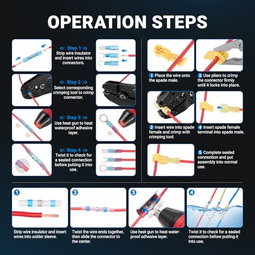 1622PCS Heat Shrink Wire Connectors Kit, T-Tap Electrical Terminals & Solder Seal Connectors, Insulated Marine Grade Waterproof Ring Fork Spade Butt Splice Set for Boat Automotive DIY