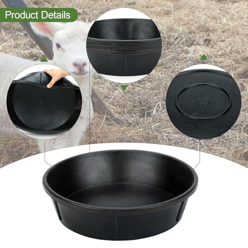 Horse Feed Bucket Chicken Dust Bath Tub Water Bowl Rubber Feeder Pan for Ranch Zoo