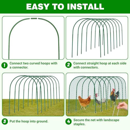 UNIFAMILY Flexible Chicken Tunnels 354 ×31 Inch, Chicken Coop Run, Chicken Tunnel for Yard Outside, Easy Installation Chicken Tunnel Runs Suitable for Chickens, Duck, Rabbit, green