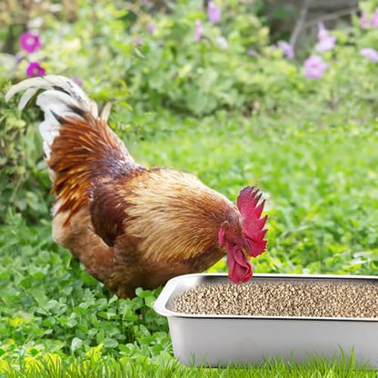 2 Pack Heavy Duty Metal Chicken Feeder Trough Water Feeder Large Capacity Feed Trough Bucket for Chicken Duck Pig Deer Livestock Pet Poultry