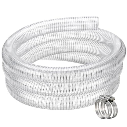 Clear Wire Reinforced Suction Hose 2” ID × 2-5/16” OD - 10ft Heavy Duty Flexible PVC Spiral Steel Wire Pipe High Pressure Vacuum Vinyl Tubing for Drawing Water Oil Powder (10 ft, 2" ID) - size: 2" ID, style: 10 ft