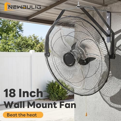 NEWBULIG 18 Inch Metal Wall Mount Fan, 3-Speed High Velocity Fan with 2600 CFM, Vertical & Horizontal Adjustable Tilt for Warehouse, Industrial, Greenhouse, Commercial
