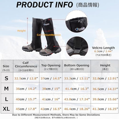 Azarxis Hiking Gaiters for Outdoor Hunting Walking Backpacking Women Men Ankle Leg Guard Boot Legging Cover Snow Waterproof - color: #01 Black