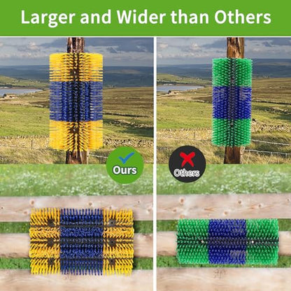 Livestock Scratching Brush, 2Pcs Cattle Scratcher Brush for Grooming, Upgraded Extra Large Horse Brushes, Relieve Itching on the Back, Cow Scratcher for Horse, Goat, Cow, Pig, Sheep (XL Size Yellow) - size: 2-PACK XL BRUSH