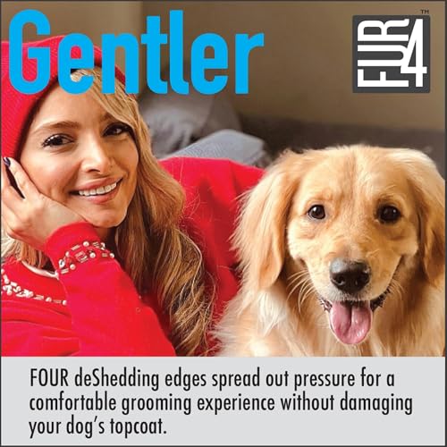 FUR4 deShedding Dog Brush for Long Hair Dogs – Pet Hair Brush with 4 Carbon Fiber Edges – deShedding Tool Removes Loose Fur – Gentle & Effective Dog Grooming Brush for Shedding - size: Long Hair
