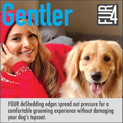 FUR4 deShedding Dog Brush for Long Hair Dogs – Pet Hair Brush with 4 Carbon Fiber Edges – deShedding Tool Removes Loose Fur – Gentle & Effective Dog Grooming Brush for Shedding - size: Long Hair