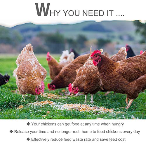 PawHut 25 lbs Capacity Automatic Chicken Poultry Feeder with a Galvanized Steel and Aluminium Build, Weatherproof Design - size: 16.5" L x 20" D x 11.25" H