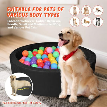 Pet Beds, 27.5 Inch Round Foam Sof Dog Beds，Suitable for Small Dog & Cat Play in The Ball Pit，Black - Ideal for Puppies and Kittens（Balls Not Included）... - color: Black