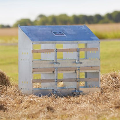 Brower 2-Tier 6-Hole Galvanized Steel Chicken Nesting Box, 30 to 40 Hen Capacity – Outdoor Poultry Laying Station with Hinged Folding Perches, Ventilated Design & Slanted Roof – Made in the USA - size: 37.0"L x 33.0"W x 24.5"H