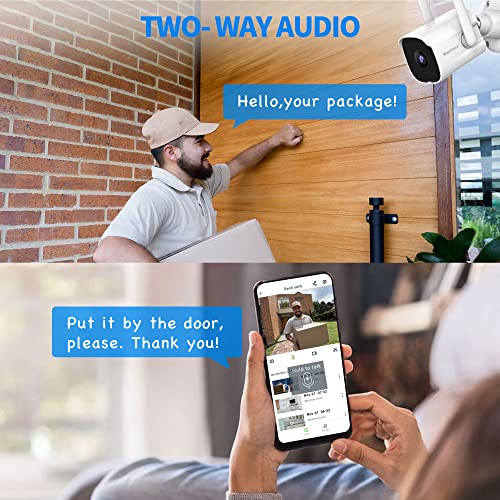 Septekon 2K Security Camera Outdoor 2 Pack, 2.4G WiFi Home Security Cameras with Smart Siren, Night Vision, Motion Detection, 2-Way Talk, Compatible with Alexa - P30 - size: 2 Pack
