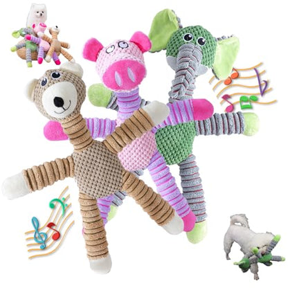 2026 Upgraded Dog Toys for Aggressive Chewers,Dog Toys for Large Dogs, Puppy Toys Indestructible for Large Medium Small Dogs (7.9 * 14.9in) (Bear&Pig&Elephant*1) - color: Bear&Pig&Elephant*1