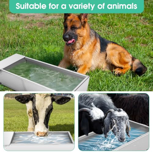 Zerone Automatic Livestock Water Dispenser, 7.5L Large Capacity Stainless Steel Self Filling Animal Drinking Water for Horse Cow Goat Pig with Valve Kit