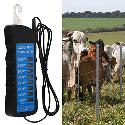 FLEXMAN Electric Fence Tester, 600V to 7000V Portable Eight Neon Lights Voltage Detection, Fence Voltage Tester for Livestock Enclosures, Farms, Home Gardens
