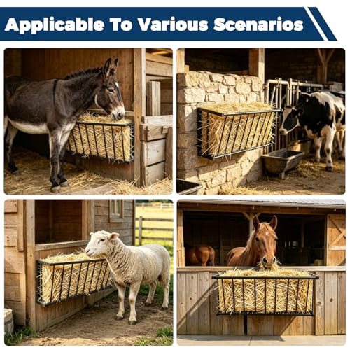 Hay Rack,37.6'' Long Wall Mounted Hay Feeder with 25 Gallon Large Capacity,Detachable Hay Holder for Horse Goats Sheep and Livestock