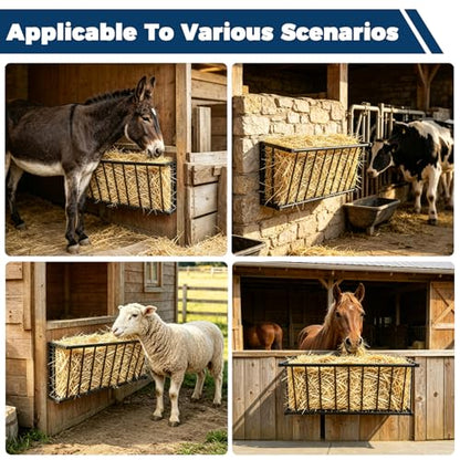 Hay Rack,37.6'' Long Wall Mounted Hay Feeder with 25 Gallon Large Capacity,Detachable Hay Holder for Horse Goats Sheep and Livestock