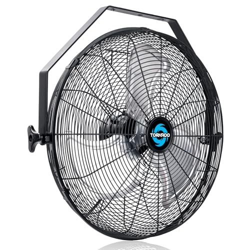 Tornado 18 Inch High Velocity Industrial Wall Fan, 4000 CFM, 3-Speed, TEAO Enclosure Motor, 6.5 FT Cord, UL Safety Listed for Industrial, Commercial, and Residential Use - size: 18 Inch New
