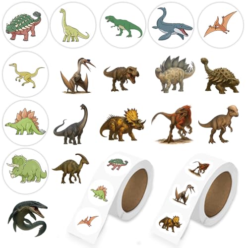 1000 Pcs Dinosaur Stickers for Boys Girls Mens.2 Roll 1 Inch Cute Dino Animal Stickers Bulk Sticker Packs for Water Bottles Phone Laptop - color: Dinosaur Stickers