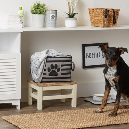 Bone Dry Pet Storage Collection Striped Paw Patch Bin, Black, Small Rectangle - color: Black, size: Small Rectangle