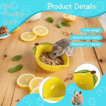 Small Guinea Pig Food Bowl Cute Ceramic Hamster Water Bowl Ferret Rat Chinchilla Rabbit Feeding Dish Young Animal Feeder (Lemon Yellow) - color: Lemon Yellow