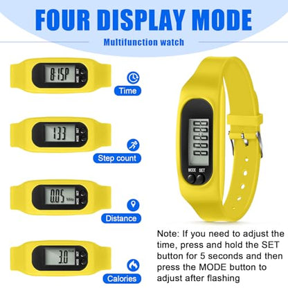Geyoga Pedometer for Walking Steps and Miles Pedometer Watch Silicone Steps Tracker Running Bracelet Ankle Step Counter for Calorie Burning and Step Counting - color: Rainbow Vibrant Multi