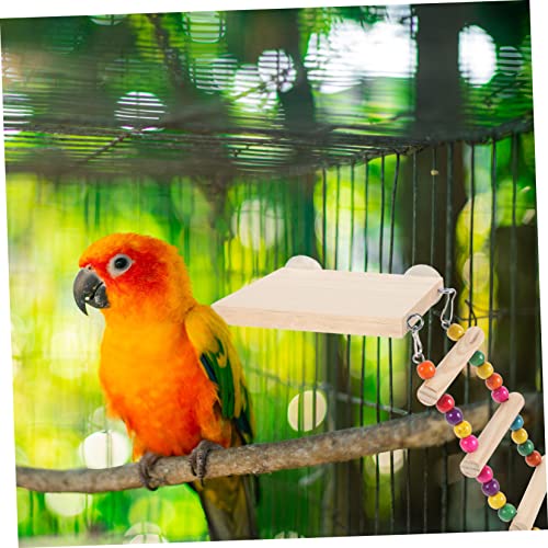 Happyyami Bird Ladder Toy for Birds Parrot Perch Platform and Step Ladder for Parakeets Cockatiels Lovebirds Promotes Exercise and Beak Health Easy to Install - size: 30x10cm
