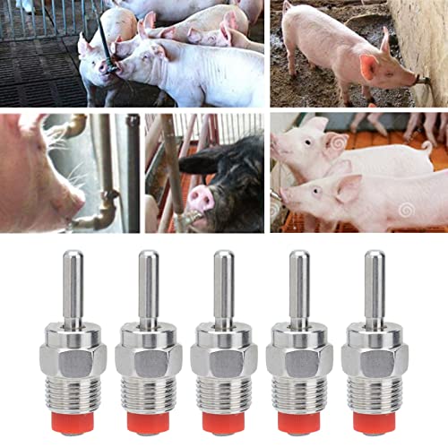 Automatic Pig Waterer, Water Saving Design with Stainless Steel Filter, Nipple Drinker for Pigs, Durable Rustproof Const