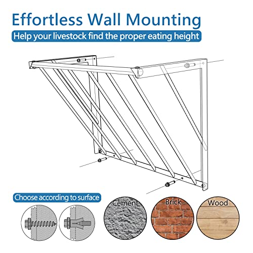 2Pcs Horse Hay Feeder, 31.5'' Long Livestock Hay Feeder with 24 Gallon Large Capacity, Carbon Steel Wall Mounted Hay Rack for Horses, Sheep, Goats, Indoor Outdoor Uses - size: 31.5INCH (2 PCS)