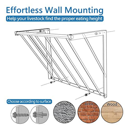 Horse Hay Feeder, 31.5'' Long Livestock Hay Feeder with 24 Gallon Large Capacity, Carbon Steel Wall Mounted Hay Rack for Horses, Sheep, Goats, Indoor Outdoor Uses - size: 31.5INCH