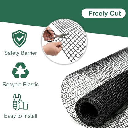 39.4in x 100ft Plastic Garden Fence Roll, 280g Thickened Netting with Cable Ties, Temporary Poultry Fence for Chickens, Dogs, Vegetable Gardens & Backyard Lawn(Black) - color: Black