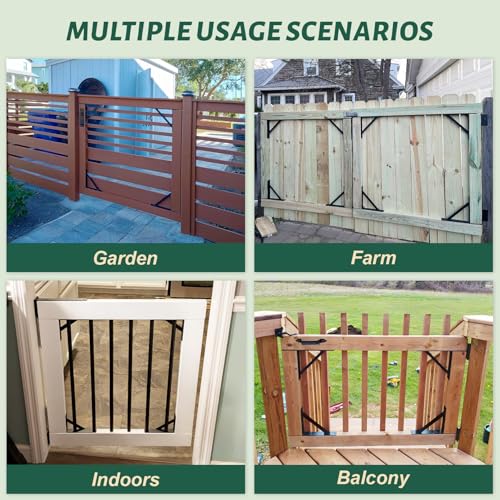 Gate Frame Fence Kit with Gate Latch,Heavy Duty Anti Sag Gate Kit, Gate Corner Brace Bracket Hardware for Wooden Fence Gate Garden Wooden Driveway Gates,Shed Doors, Corral（1 Set）