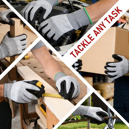 Heavy Duty Fence Post Puller & Nitrile Coated Work Gloves - with Reinforced Cable & Chain for Hi-Lift Jack, Extract 4x4 Wood & Concrete Posts for Farm, Ranch Fence Repair （Jack & Knife NOT Included）