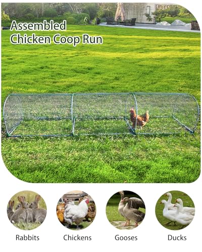 Backyard Chicken Coop Run for 8–12 Chickens – Outdoor Metal Chicken Tunnel, Predator-Proof, Easy Install, Suitable for Chickens, Ducks & Rabbits (118" x 26" x 23") - size: 118X27.55X23.62in